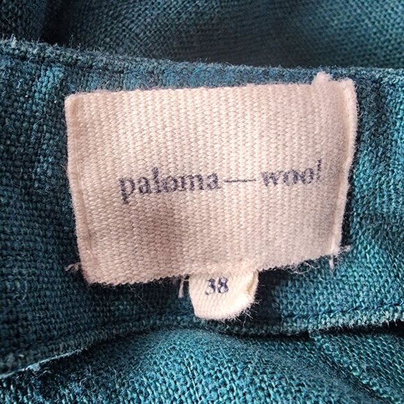 Paloma Wool Womens 6 - 38 Jumpsuit Simba Linen Green Wide Leg Boho Hippie Bibs - Picture 6 of 7